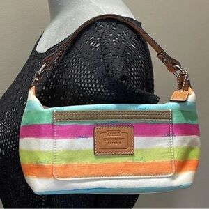 Coach EUC Vintage Hampton Watercolor Stripe Mini Hobo Bag